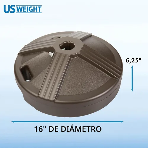 Vista 3 de US Weight Base de sombrilla duradera y rellenable para mesa de patio, capacidad de 50 libras, soporte ajustable resistente para sombrillas al aire