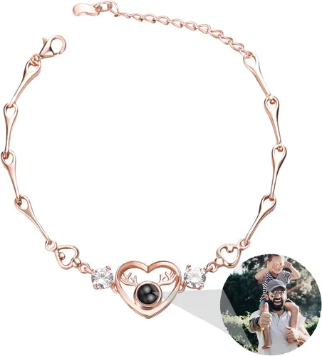 Vista 50 de Godchoices Pulsera de fotos personalizada, pulsera de proyección de fotos con imagen en el interior, collar con texto en inglés "I Love You