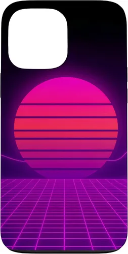 Vista 24 de Funda con diseño estético para iPhone 16 Retrowave Synthwave de los años 80 y 90