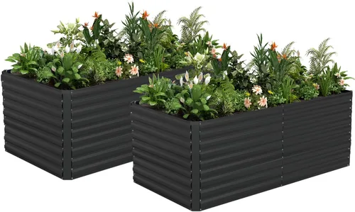 Vista 23 de NAVINE Cama de jardín elevada de 8 x 4 x 2 pies, macetas elevadas de metal grande, macetas para plantas al aire libre para verduras, flores