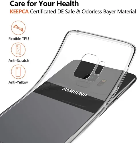 Vista 6 de Funda delgada para Samsung Galaxy S9, de silicona TPU flexible, suave, ligera, antiarañazos, absorción de golpes, transparente