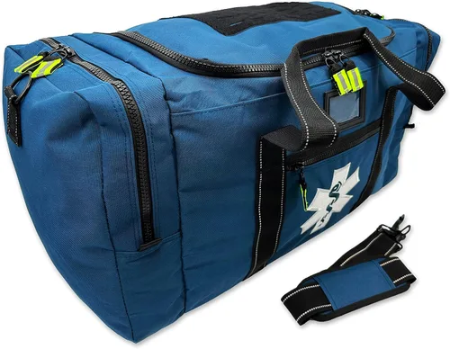 Vista 3 de Lightning X First Responder EMS - Bolsa de equipo de extracción de rescate médico con nombre bordado personalizado, Azul Patchwork
