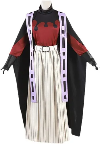 Vista 5 de Douma Cosplay - Disfraz de Douma, traje de kimono de anime Douma, disfraz de Halloween, bata con capa, conjunto completo con peluca