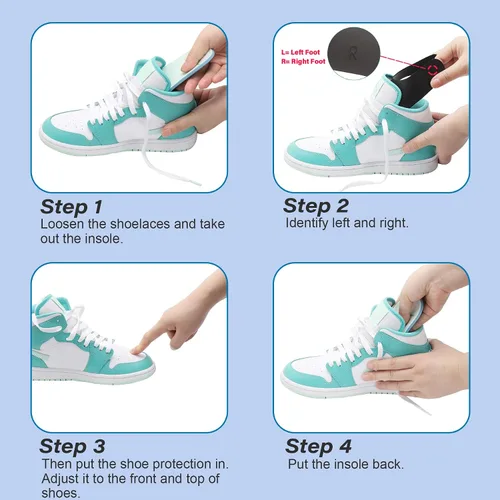 Vista 3 de YOLOPARK 4 pares de protectores de arrugas para zapatos zapatillas: AF1s, Dunks y más, protector antiarrugas para hombres 7.5-13 mujeres 5-8.5