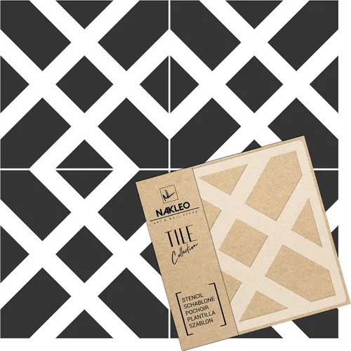 Vista 10 de NAKLEO Aldeia - Plantilla de plástico reutilizable para azulejos, 3.9 x 3.9 pulgadas, triángulo de estrella repetitivo, geométrico marroquí, bloque