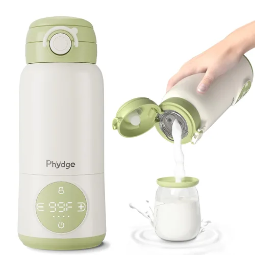 Vista 9 de Calentador de biberones portátil para viajes, calentador de leche de bebé sin cables de 12.5oz para llevar, para fórmula, leche materna, agua, 3