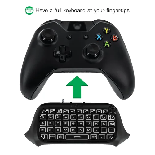 Vista 2 de Nyko Type Pad - Chat Pad Message Keyboard with Glow in the Dark Keys and 3.5mm Jack for Xbox One Wireless Controller