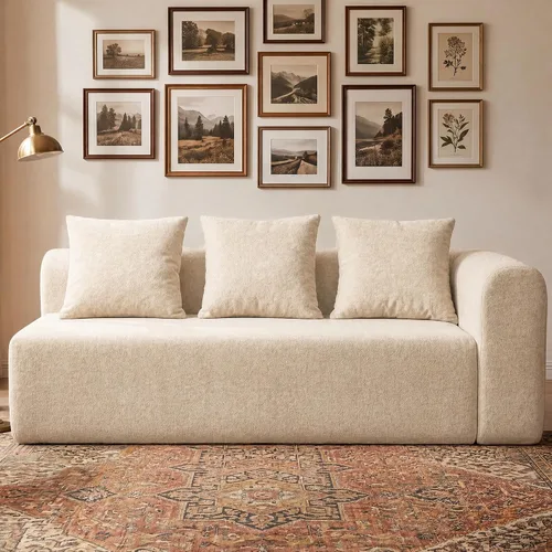 Vista 24 de Claiks Sofá modular deshuesado de 123 pulgadas, sofá en forma de L para sala de estar, sofá moderno de asiento profundo de 3 plazas, tela de Gris