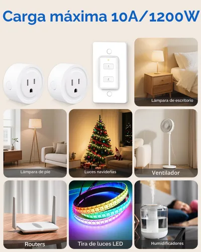 Vista 8 de LoraTap Mini adaptador de enchufe de control remoto inalámbrico (paquete de 2) con control remoto, interruptor de pared de 2 canales, rango