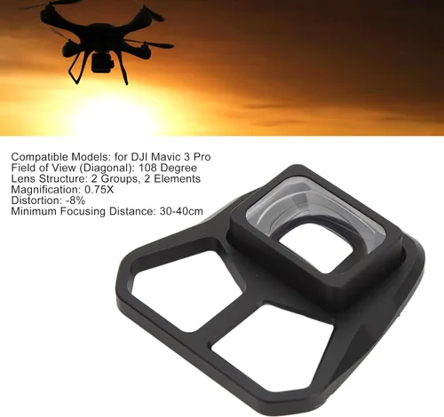 Vista 2 de Filtro de lente de cámara para 3 Pro Drone, Kit de filtro de lente de gran angular externo de vidrio óptico Accesorios de filtro de lente
