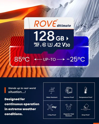 Vista 4 de ROVE Ultimate Micro SD Card microSDXC 128GB tarjeta de memoria con USB 3.2 tipo C lector de tarjetas 512GB 170MB/s C10, U3, V30, 4K, A2 para Dash