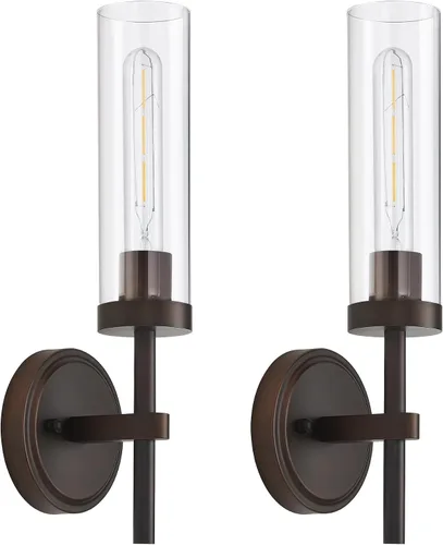 Vista 18 de Juego de 2 apliques de pared de níquel cepillado que funcionan con pilas, iluminación de pared inalámbrica recargable con control remoto, luces