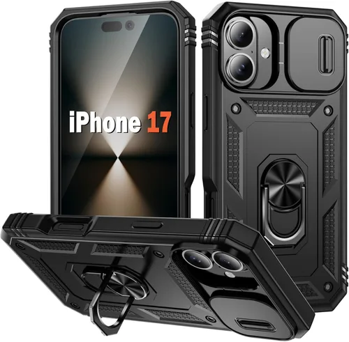 Vista 23 de PASNEW Funda militar para iPhone 13 Pro Max, cubierta de cámara deslizante y soporte de anillo de metal de 360°, carcasa rígida multicapa resistente
