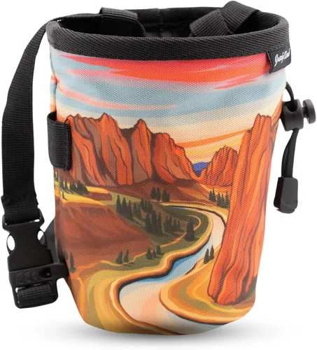 Vista 10 de Bolsa de tiza para escalada en roca, para exteriores, gimnasio y bouldering, cinturón ajustable, cierre de cordón duradero y bolsillo con cremallera