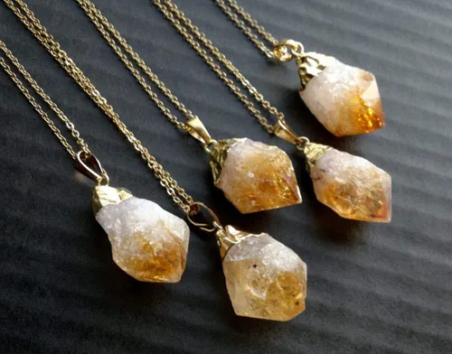 Vista 2 de Collar de plata de ley auténtica con piedras preciosas de amatista y citrino de 18.0in con cristales curativos y piedras de chakra para mujeres