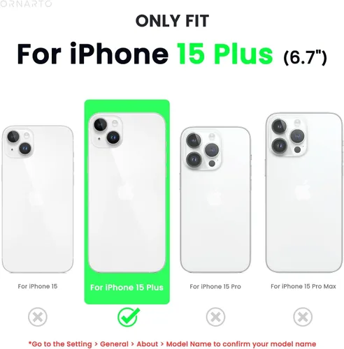 Vista 2 de ORNARTO Funda compatible con iPhone 15 Plus de 6.7 pulgadas, silicona líquida delgada de 3 capas cubierta completa de goma de gel suave, funda