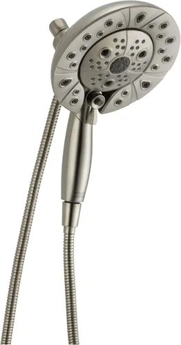 Vista 9 de Cabezal de ducha dual In2ition de 5 pulverizaciones Delta Faucet con rociador de mano, cabezal de ducha cromado H2Okinetic con manguera, cabezales