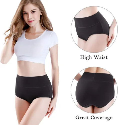 Vista 2 de wirarpa - Ropa interior de algodón de cintura alta para mujer suave paquete múltiple