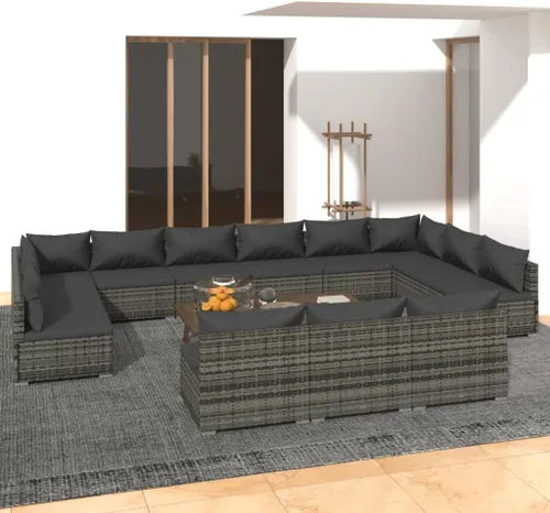 Vista 85 de Sofá de 3 plazas con cojines de ratán de poliéster marrón, juego de muebles de patio al aire libre con 3 sofás centrales para patio trasero, jardín