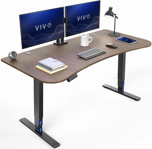 Vista 24 de VIVO - Escritorio eléctrico de pie de 71 x 30 pulgadas con marco de bambú real, ajuste de pantalla táctil, soporte de marco de 176 lb, serie 2E