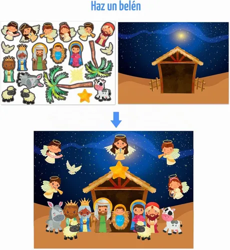 Vista 6 de FaCraft Pegatinas de Belén para niños, 24 hojas, manualidades religiosas Multi-1