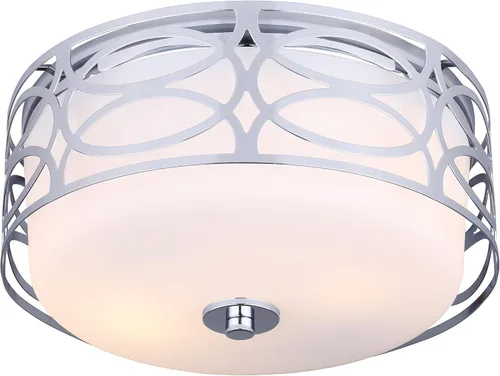 Vista 2 de Canarm Drake - Lámpara de techo empotrada de 2 luces, acabado cromado de 12 pulgadas con pantalla de vidrio opal, iluminación moderna