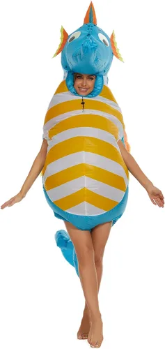 Vista 3 de COS"R"US Disfraz inflable de unicornio para adulto, disfraz inflable para adultos, disfraces de Halloween para hombres y mujeres, unicornio inflable