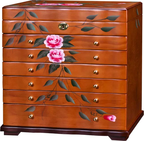 Vista 14 de Joyero de madera, joyeros para mujer, caja grande para joyas y organizadores con colgador de collares, organizador de joyas, organizador de joyas