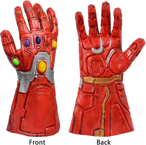 Vista 4 de RRANYF Guante de mano rojo infinito de látex con luz LED para regalo para Halloween y fiesta de cosplay color rojo para niños Rojo