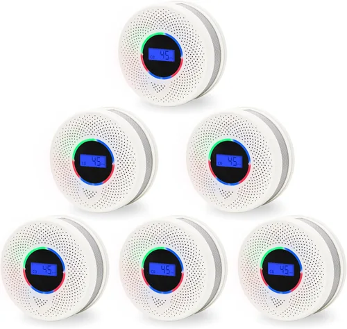 Vista 16 de Kesymo 6Pack Detector de Monóxido de Carbono y Humo Interconectado Actualizado, Detector de Humo y Monóxido de Carbono Alimentado por Batería