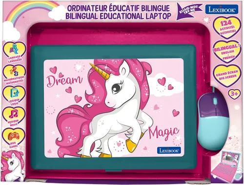 Vista 4 de LEXiBOOK - Ordenador portátil educativo y bilingüe Unicornio español/inglés - Juguetes para niños con 124 actividades para aprender matemáticas