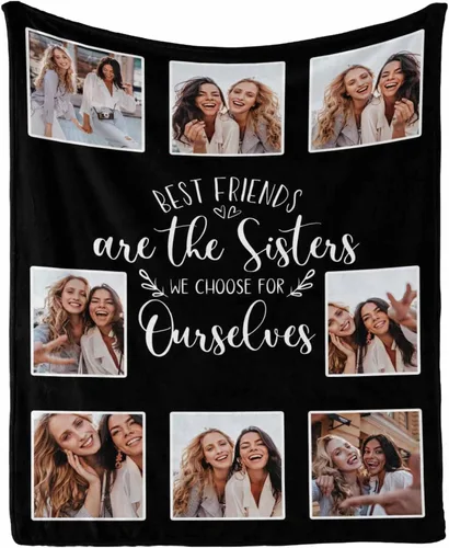 Vista 29 de Regalos de cumpleaños para mujeres, manta de amistad personalizada con tus fotos, manta personalizada con mis propias imágenes para hermanas
