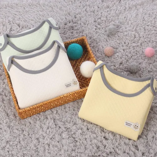 Vista 5 de 100% algodón orgánico pastel bebé dormir acolchado jacquard chaleco suave manta portátil