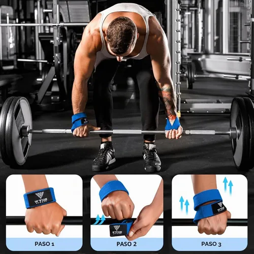 Vista 3 de WYOX Figure 8 Lifting Wrist Straps for Weightlifting – Heavy Duty Padded Neoprene Wrist Support, Powerlifting & Strength Training Lift Straps for