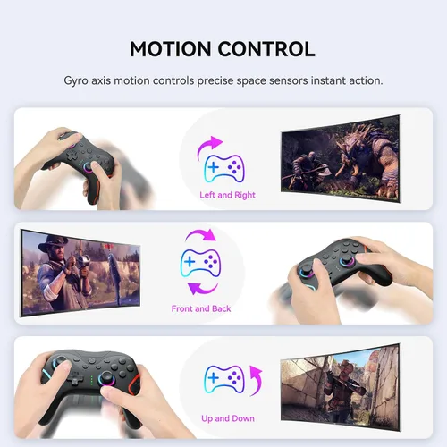 Vista 6 de Olimoxi Switch Controller for SwitchSwitch LiteSwitch OLED, Wireless Switch Pro Controller with Joystick,Wake up, LED Color Light, Programmable