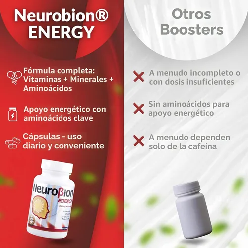 Vista 6 de 60 Cápsulas Neurobion Energy - Aminoácidos Vitamina B1 B2 B6 B12 - Aumenta la Alerta Mental y la Resistencia