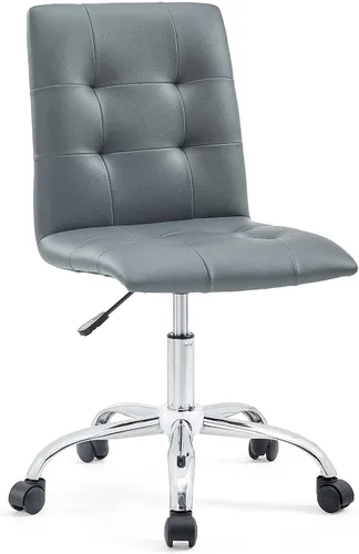 Vista 4 de Modway Prim Silla de oficina giratoria sin brazos con respaldo medio acanalado en gris