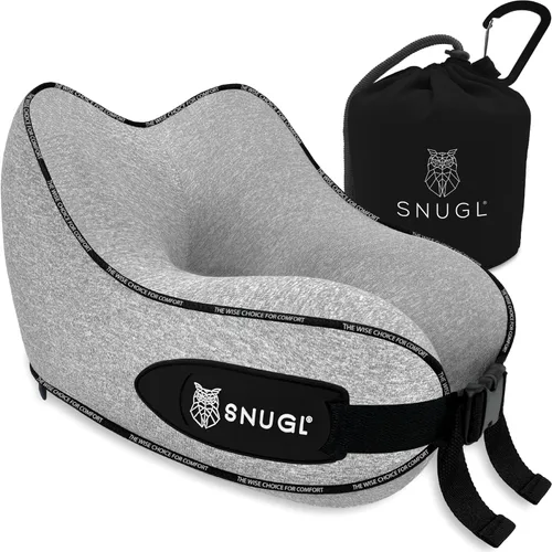 Vista 20 de SNUGL Almohada de viaje – Almohadas de espuma viscoelástica – Almohada para el cuello para avión con bolsa de transporte y clip – Almohadas de apoyo