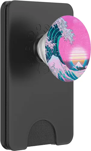 Vista 7 de Vaporwave Estética Gran Onda De Kanagawa Synthwave Sunset PopSockets PopGrip: Agarre intercambiable para teléfonos y tabletas