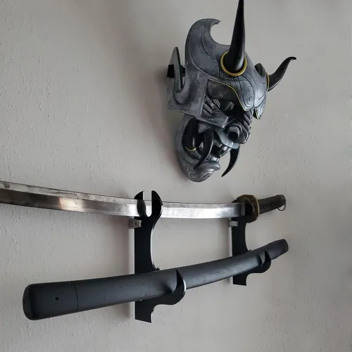 Vista 3 de WANLIAN - Soporte para espada, gancho para espada, acrílico de dos capas montado en la pared, soporte para espadas samurái, soporte para todas
