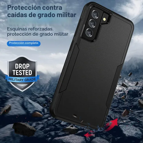 Vista 3 de Funda para Samsung Galaxy S21 Plus, con protector de pantalla HD [probada contra caídas de grado militar], funda protectora resistente a prueba