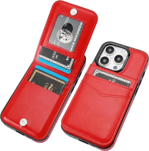 Vista 20 de KIHUWEY Compatible con iPhone 15 Pro Funda Cartera con Soporte para Tarjetas de Crédito, Tapa de Cuero Premium con Cierre Magnético y Soporte, Funda