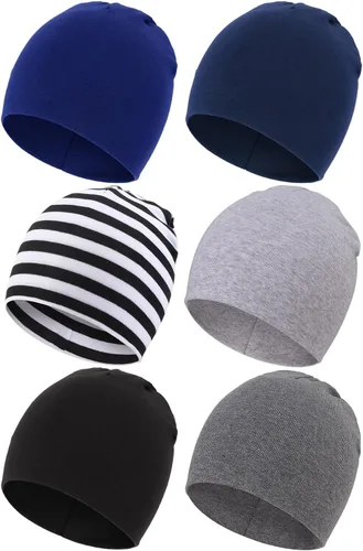 Vista 18 de DRESHOW BQUBO - Paquete de 6 gorros de bebé para niños y niñas, unisex, gorro de punto suave, gorro de guardería para recién nacidos, niños pequeños