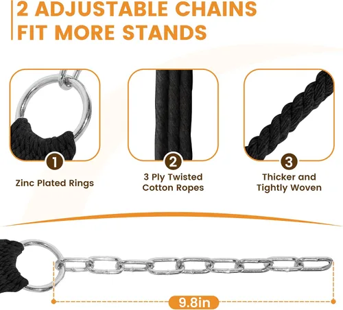 Vista 6 de Lazy Daze Hammocks Hamacas de cuerda doble de 12 pies, hamaca de algodón tejida a mano para 2 personas con barra separadora, mosquetón, correa