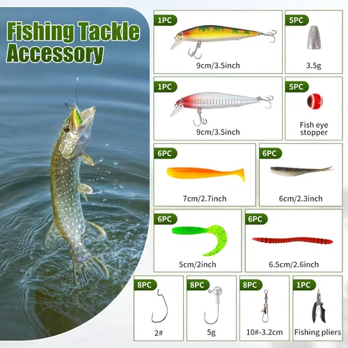Vista 5 de Combo de carrete de caña de pescar, 2 cañas de pesca telescópicas de 6.89 pies, 2 carretes giratorios, juego de alicates de pesca con bolsa