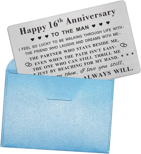 Vista 6 de Emideary Feliz 16 aniversario para marido y hombre, tarjeta de 16 años de aniversario de boda para él, esposo