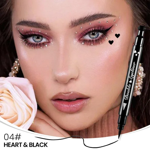 Vista 2 de evpct 1 Pieza Sello de Delineadores de Ojos Alados de Color Negro, Sellos Faciales de Corazones Negros Maquillaje Delineador de Ojos Juego