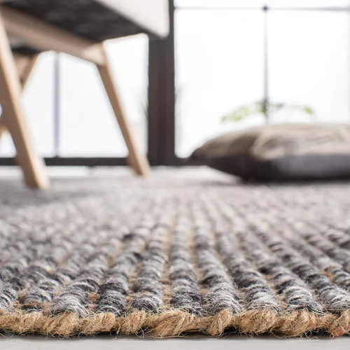 Vista 4 de SAFAVIEH Natural Fiber Collection - Alfombra decorativa de 2 x 3 pies, carbón y natural, yute tejido a mano, ideal para zonas de alto tráfico
