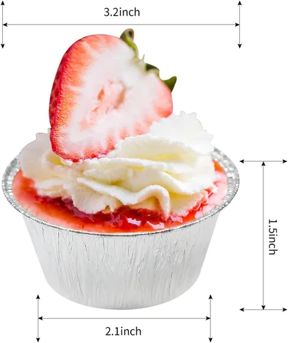 Vista 4 de Tazas de papel de aluminio para hornear, Ramekin desechables de 4 onzas, forros de aluminio para cupcakes, 150 piezas de papel plateado