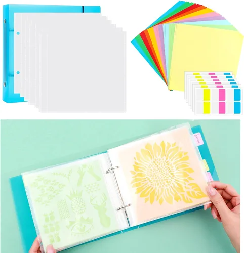 Vista 10 de Cookie Stencil Storage Binder for Storage 6x6inch Stencils,Die Cuts,DIY Scrapbooking,Clear Stamp,Storage Folder Organizer Include 1 Black Cover,50